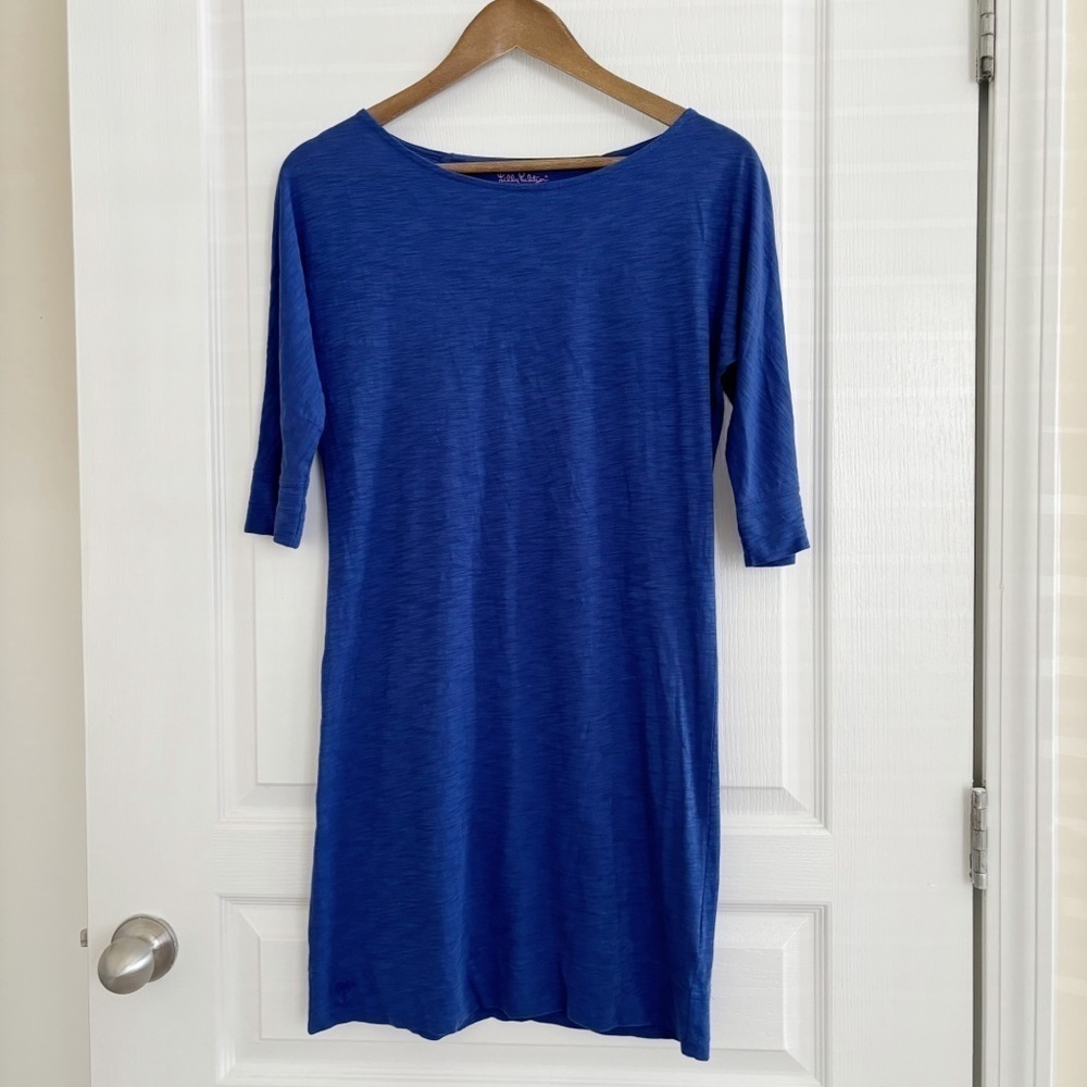 Lilly Pulitzer Cassie Blue Boat Neck T Shirt Dress XS Summer Classic - Picture 8 of 8